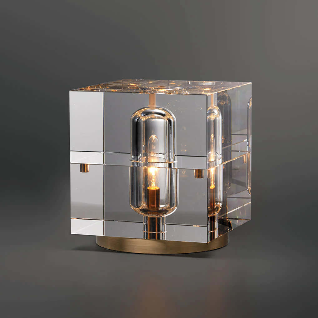Modern Square Crystal Table Lamp 6.6″H