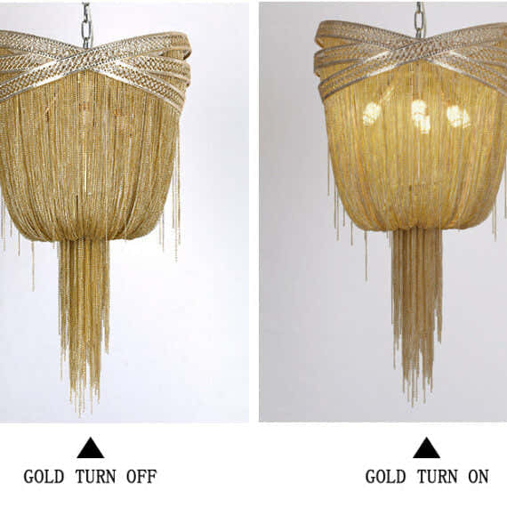 Stacking Rings Chain Tassel Pendant Chandelier