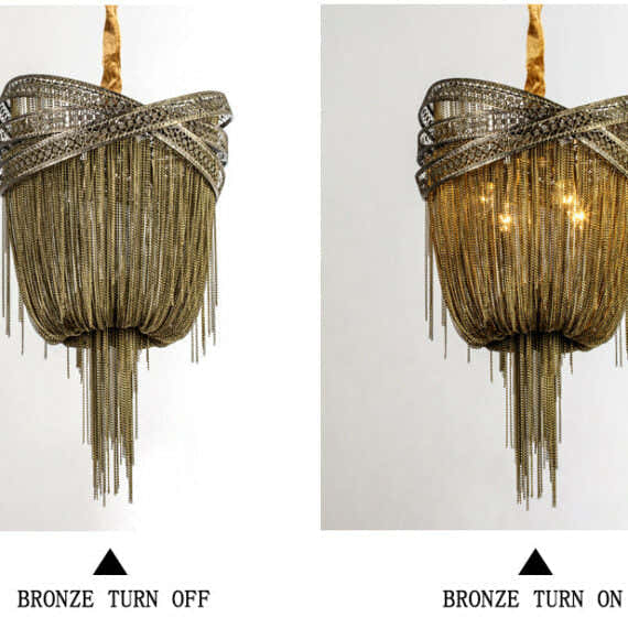 Stacking Rings Chain Tassel Pendant Chandelier