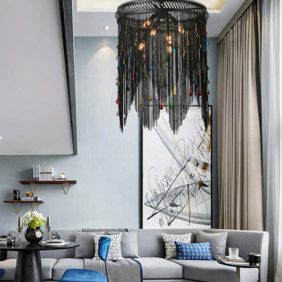 Black Chain Tassel Chandelier