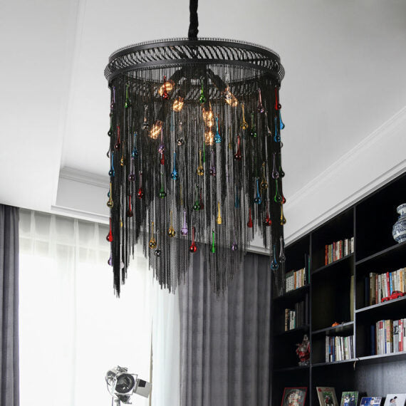 Black Chain Tassel Chandelier