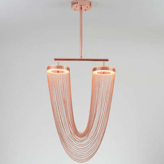Red Chain Tassel Pendant Light 20″