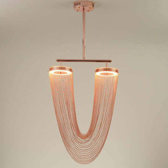 Red Chain Tassel Pendant Light 20″