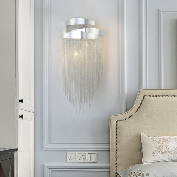 Modern 3 Lights Stacking Chain Tassel Wall Sconce