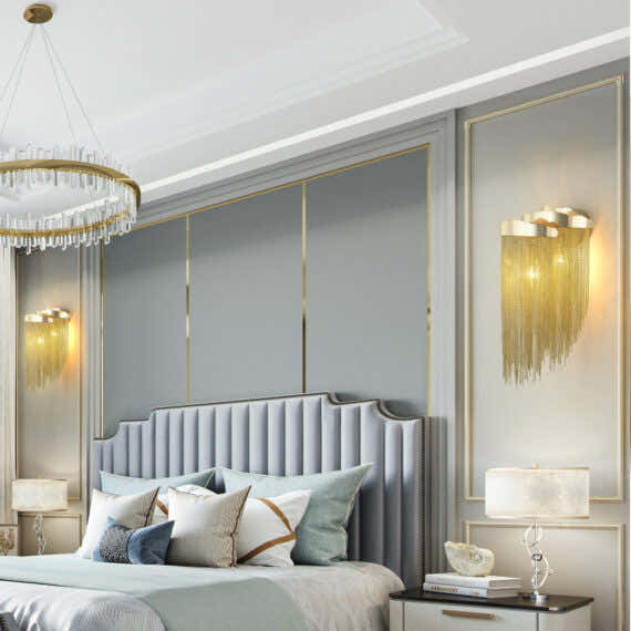 Modern 3 Lights Stacking Chain Tassel Wall Sconce