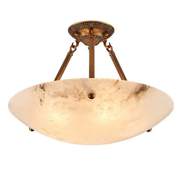 Vintage Round Alabaster Ceiling Lamp
