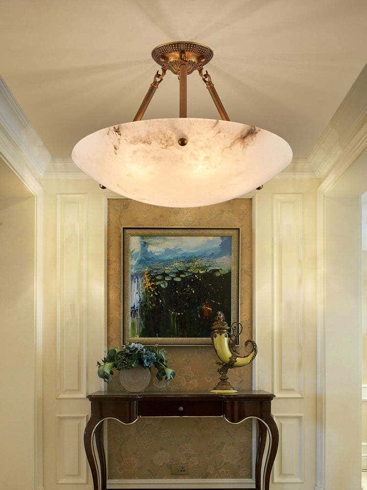 Vintage Round Alabaster Ceiling Lamps