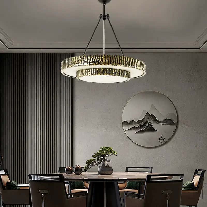 Round Vintage Alabaster Chandelier
