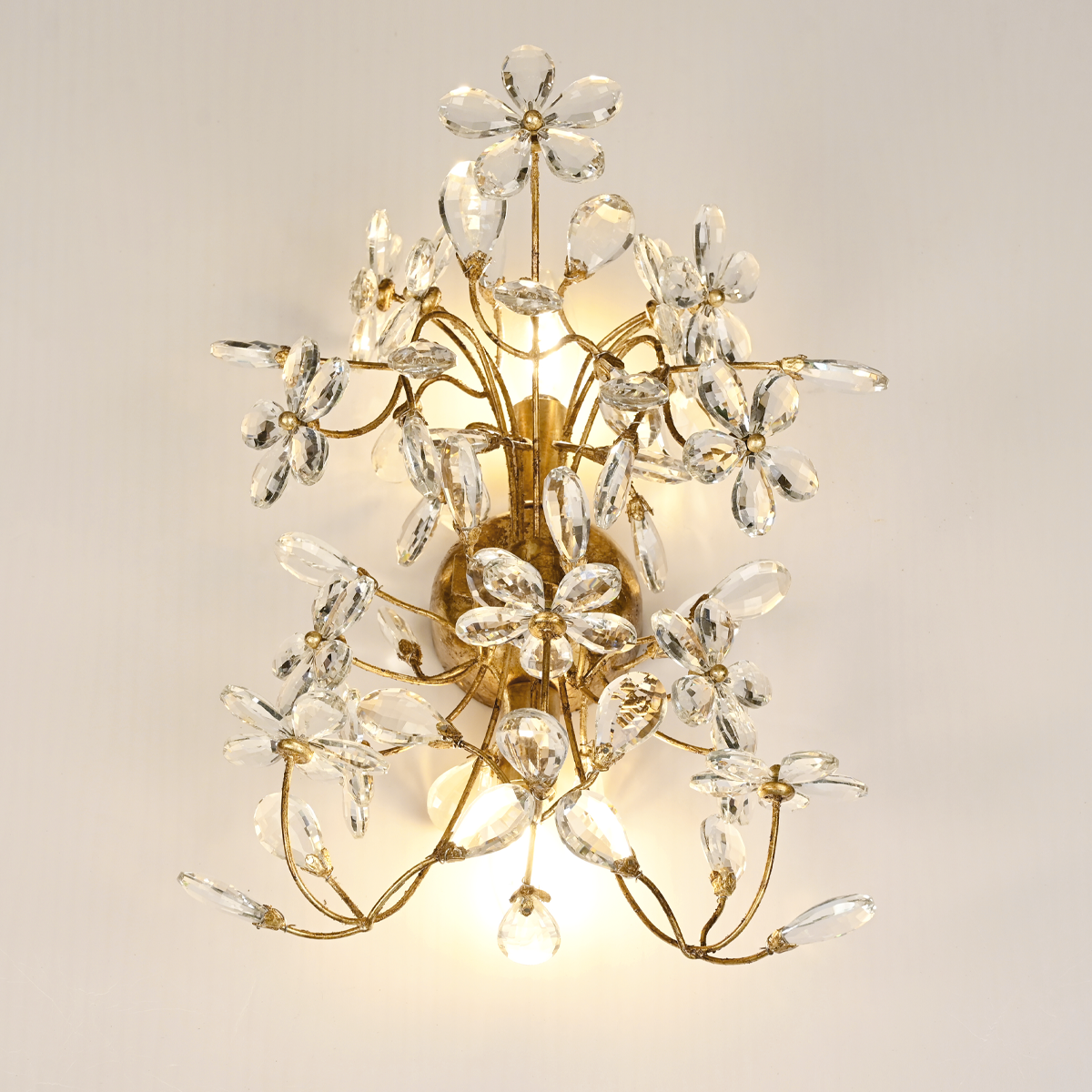 Fiore Crystal Flowers 2-Light Wall Sconce
