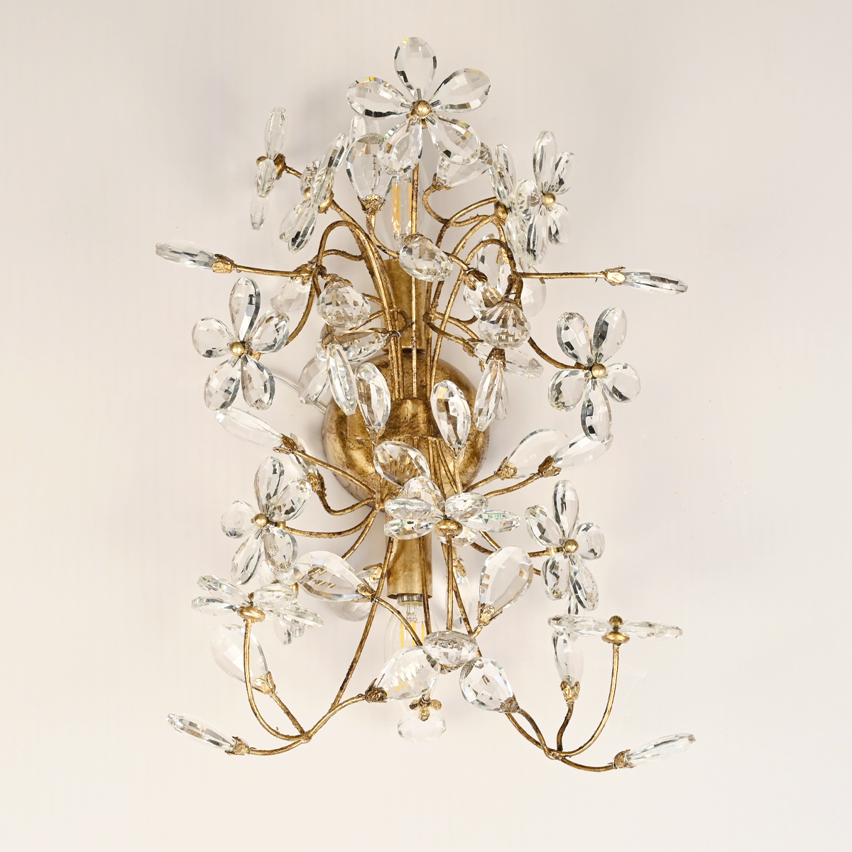 Fiore Crystal Flowers 2-Light Wall Sconce