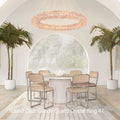 24-47 Inch Round Clear Geode Quartz Crystal Ring Pendant Light Modern Chandelier for Living Room