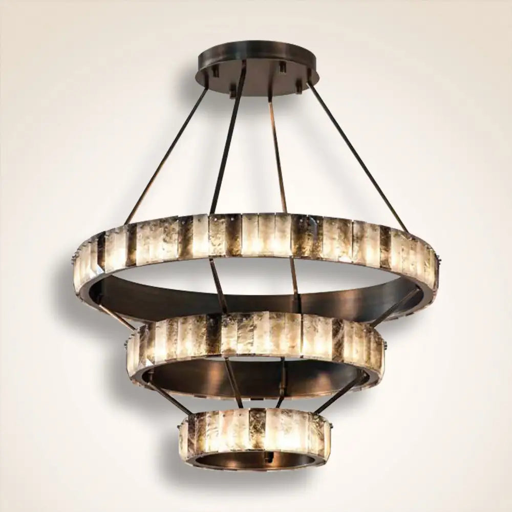 Tiered Alabaster Spiral Chandelier