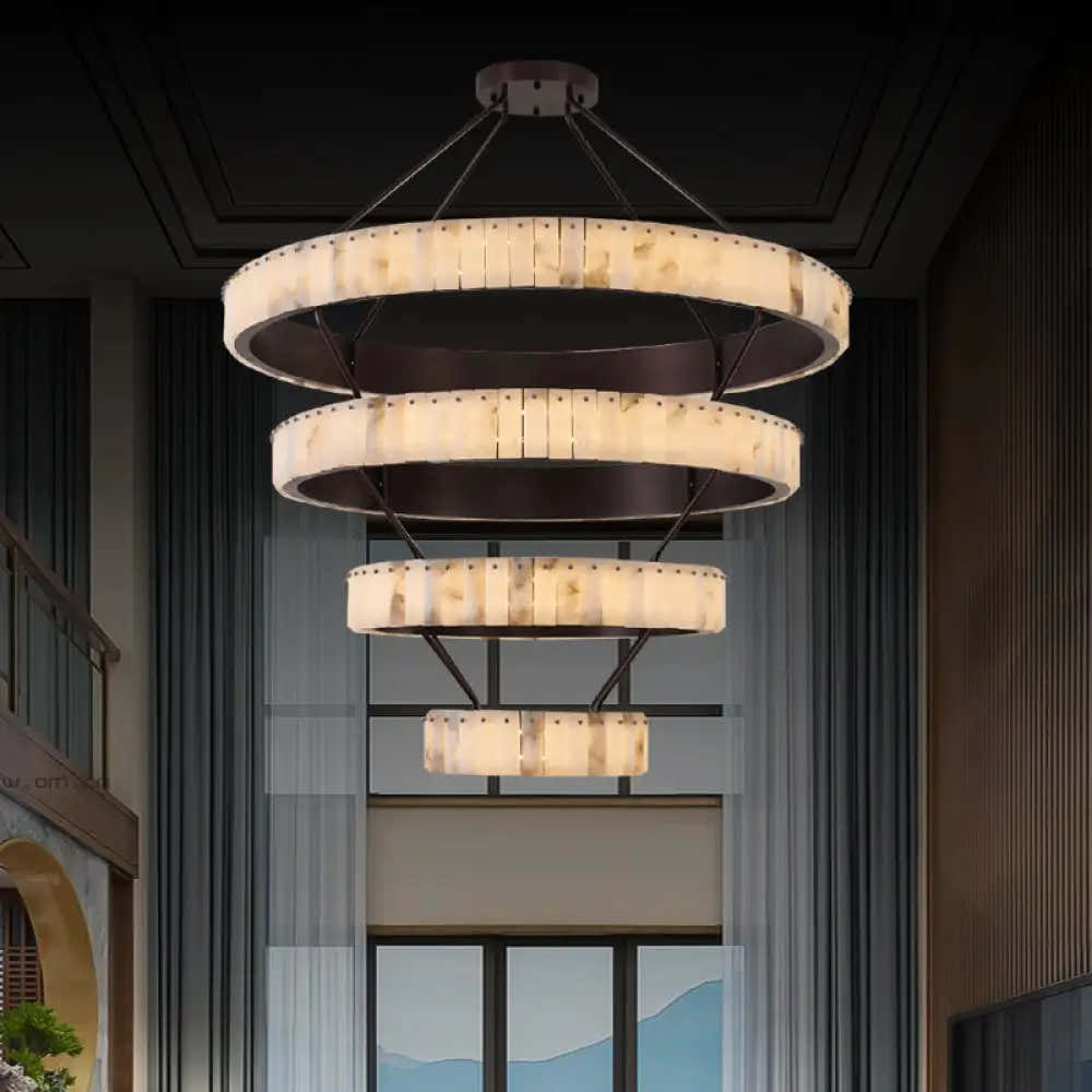 Tiered Alabaster Spiral Chandelier