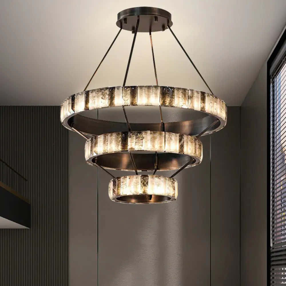 Tiered Alabaster Spiral Chandelier