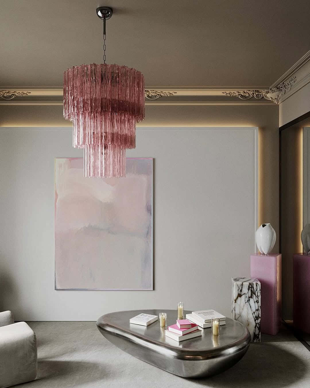 Murano Chandelier – 52 tubes – Pink