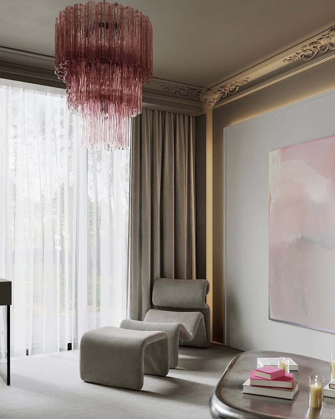 Murano Chandelier – 52 tubes – Pink
