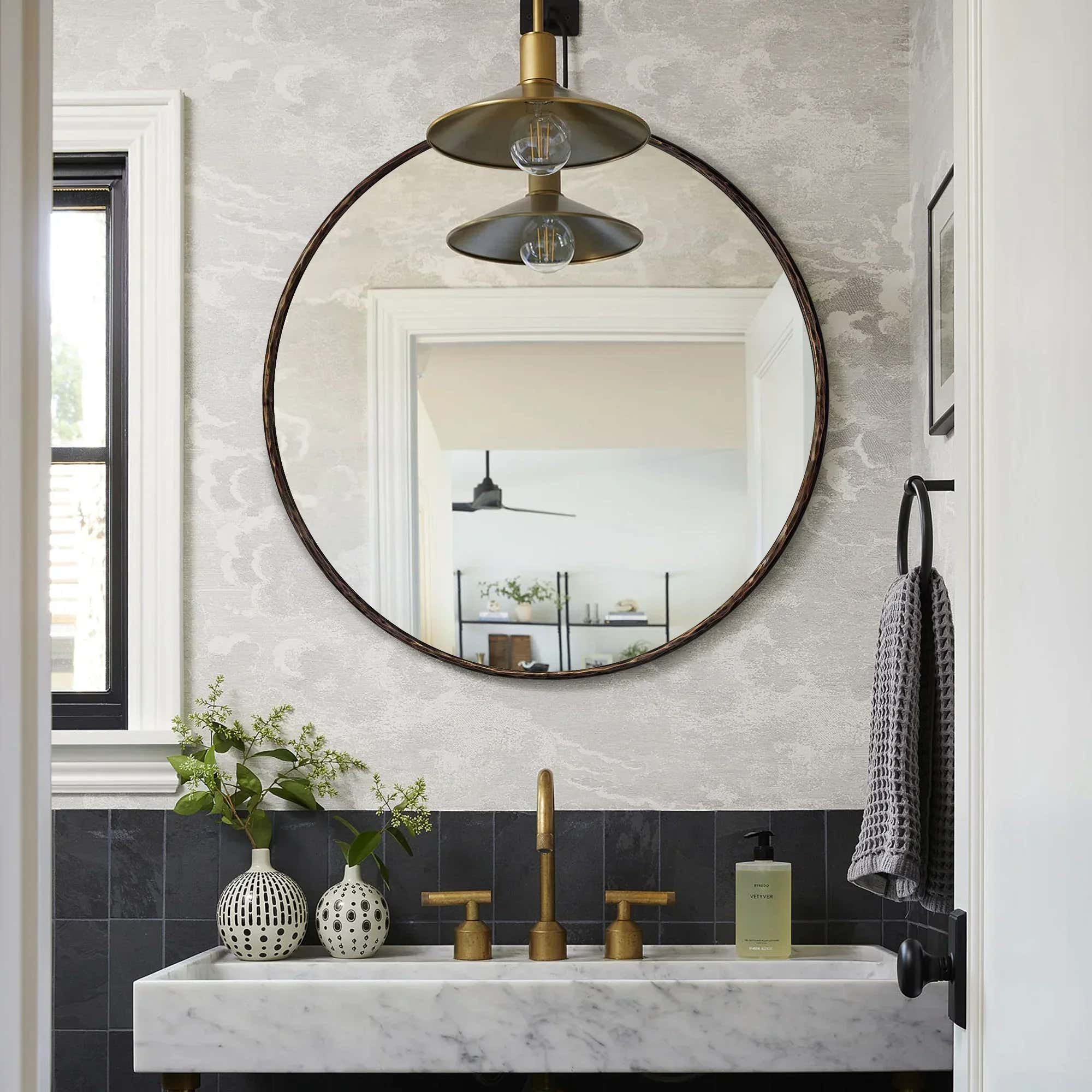 Hand-Forged Metal Round Mirror