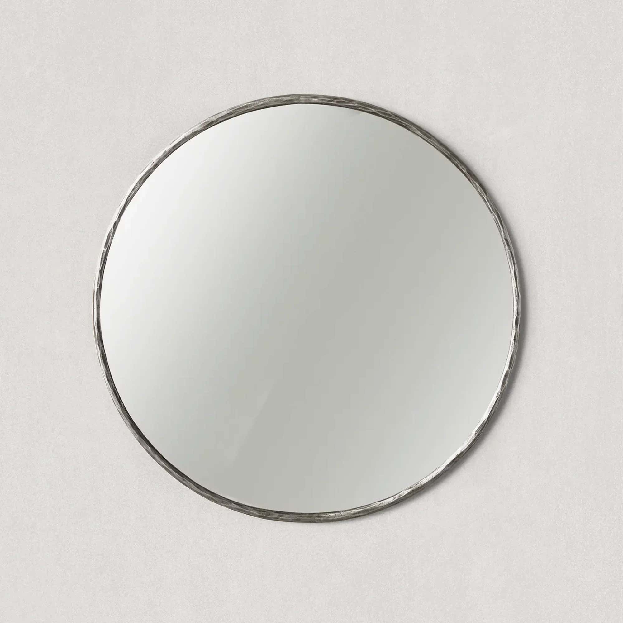Hand-Forged Metal Round Mirror